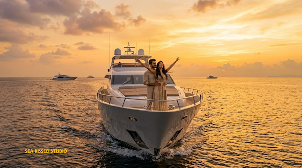 Escape luxury cruise in Goa fun cruise golden hour for couple on cruise in Goa